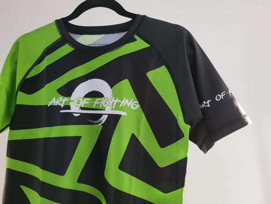 Rashguard – Black & Neon Green Zigzag