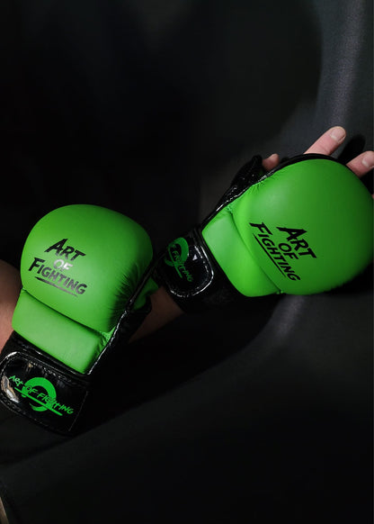 MMA Sparring Gloves (Lime Green / Black Gloss)